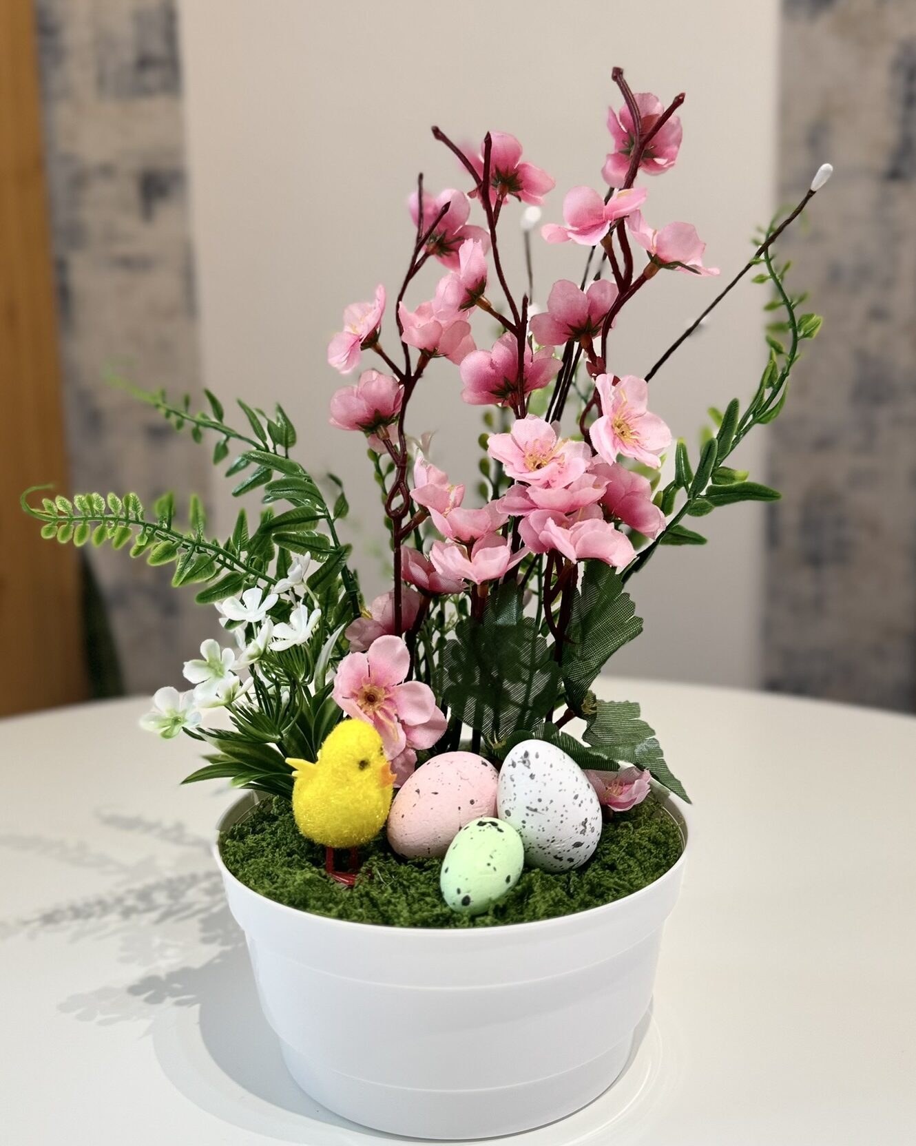 Virágos tavaszi asztaldísz – egyedi darab - Kép 1