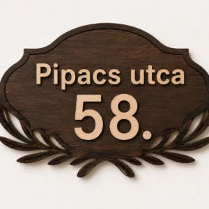 egyedi fa házszámtábla