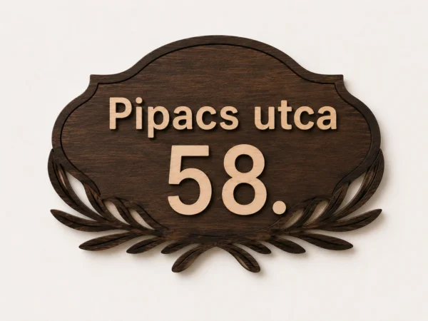 egyedi fa házszámtábla