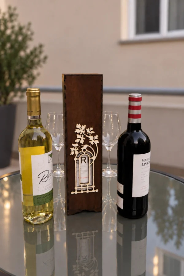 Fa bortartó díszdoboz 750 ml-es borosüveghez